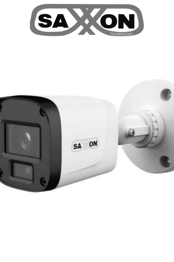 SAXXON SUA-HAC-B20P-0280B- Cámara Tipo Bala de 2 Megapíxeles & 1080P/ Lente de 2.8 mm Con Apertura de Hasta 100°/ Iluminación IR Inteligente de Hasta 20m/ Para Exterior IP67/Material Plástico de Alta Duración/Funcionamiento en Modos CVI & AHD & TVI